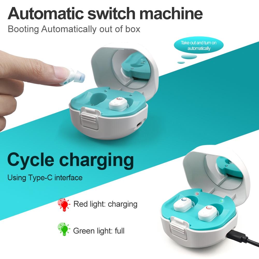 Wireless On Ear Hearing Aid With Charging Case - Skin Colour