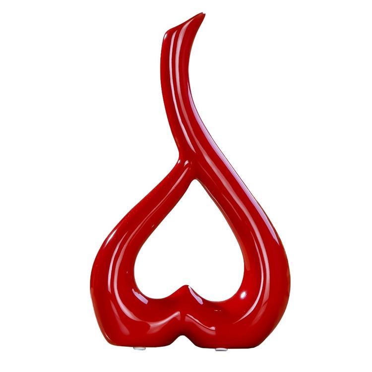 Creative Heart-shaped Ceramic Flower Vase for Home Office or Wedding Decor - Red