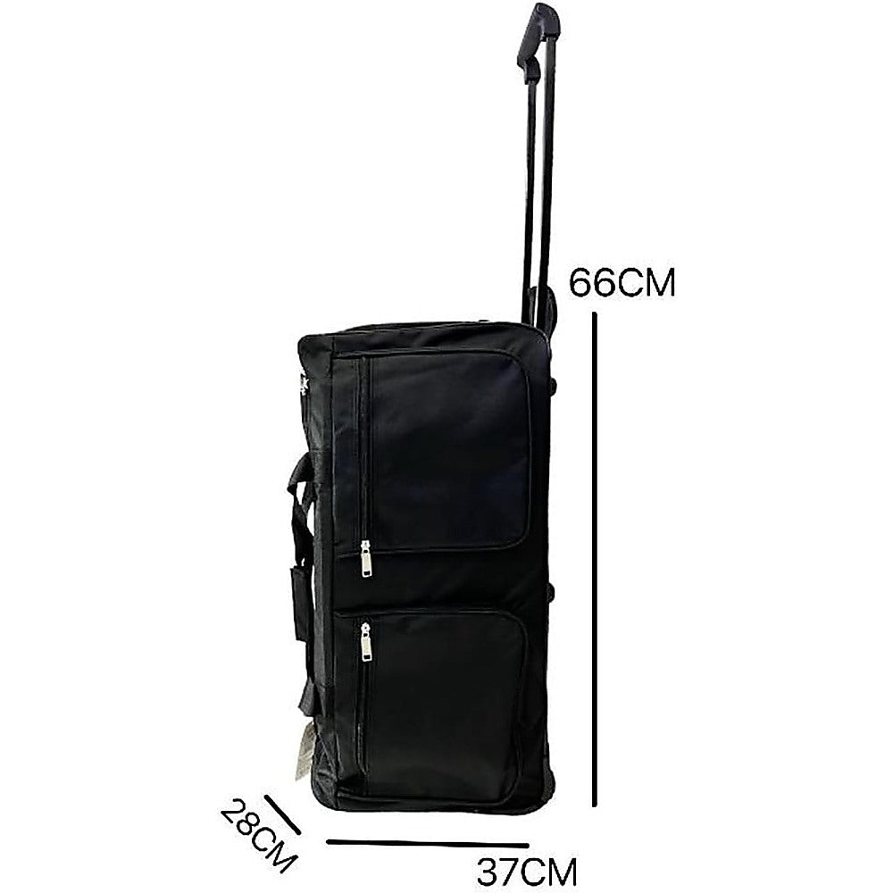 Large Black Wheeled Travel Duffle Bag – Rolling Luggage Trolley
