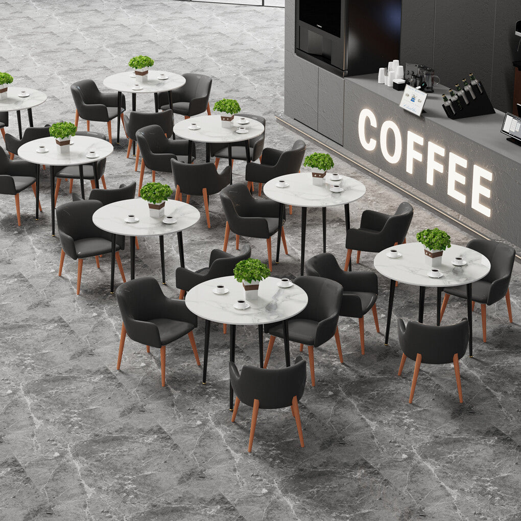 High-End Marble Round Kitchen Dining Table Sintered Stone Restaurant Table 80 x 80 cm