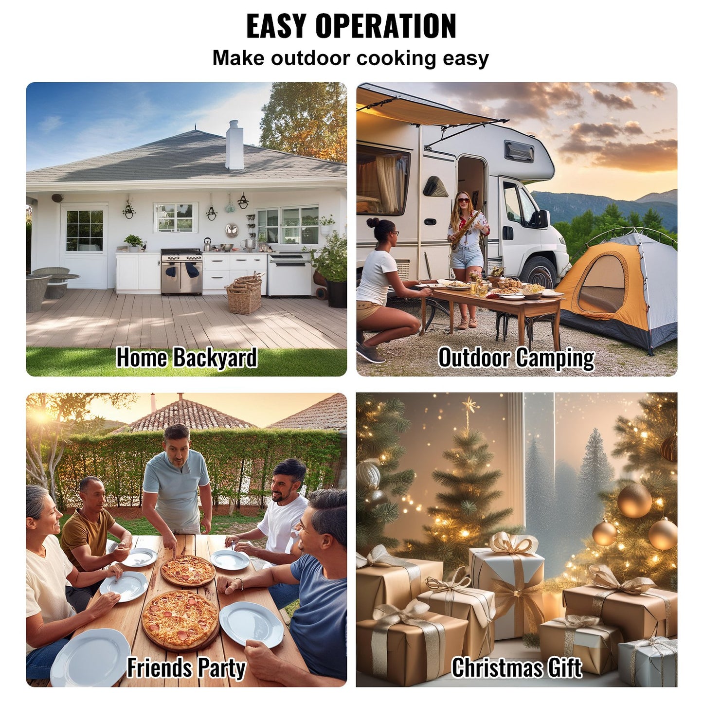 VEVOR Outdoor Pizza Oven, 12" Wood Fired Pizza Ovens, Pellet Pizza Stove with Built-in Thermometer, with Thickened Cordierite, Rotating Pizza Stone, Carry Bag, Shovel, Portable Pizza Maker for Outside Backyard Patio Camping Black