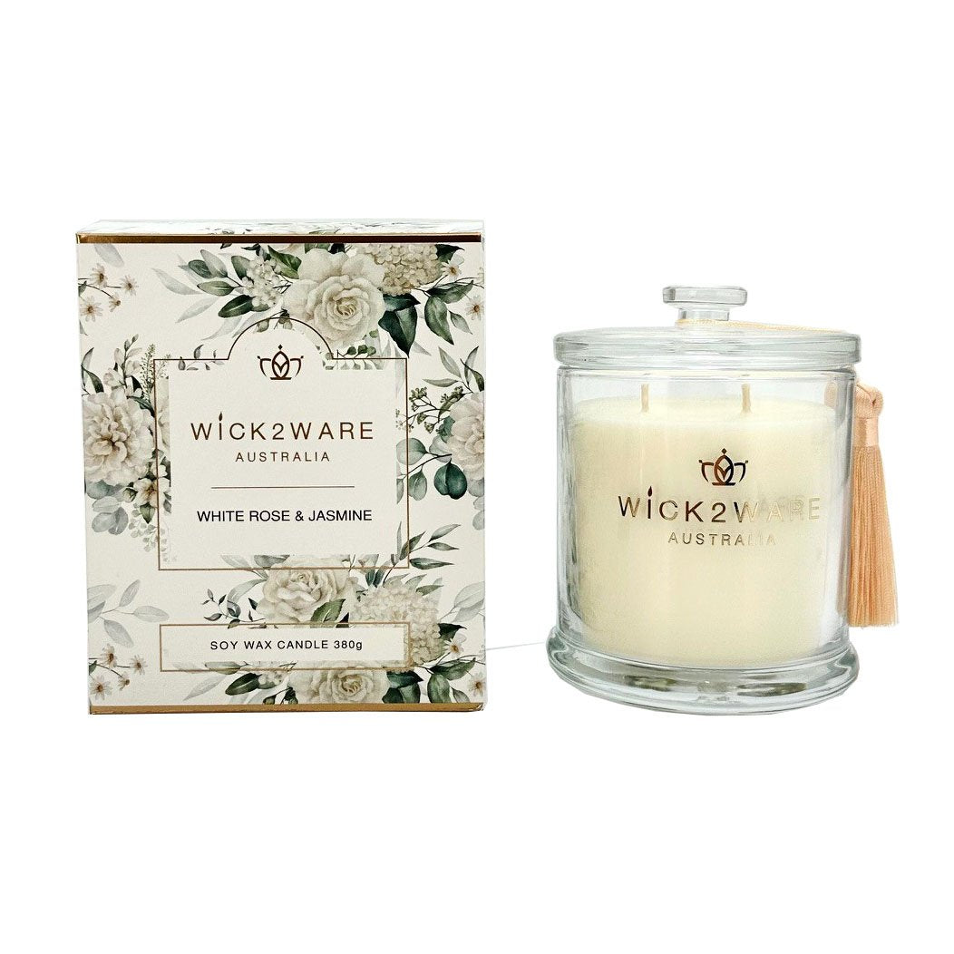 Wick2Ware Candle Jar – White Rose & Jasmine – 380g