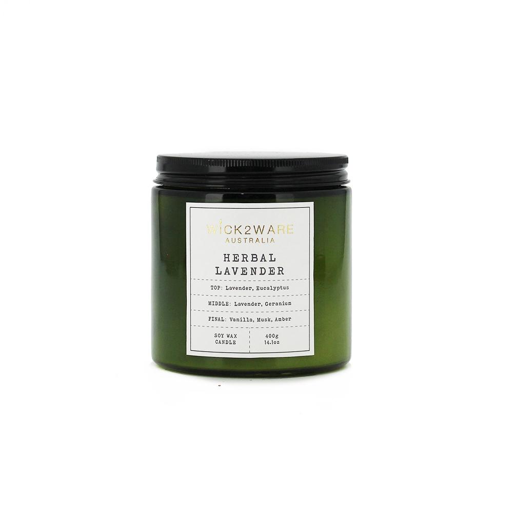 Green Soy Jar Candle – Herbal Lavender – 400g