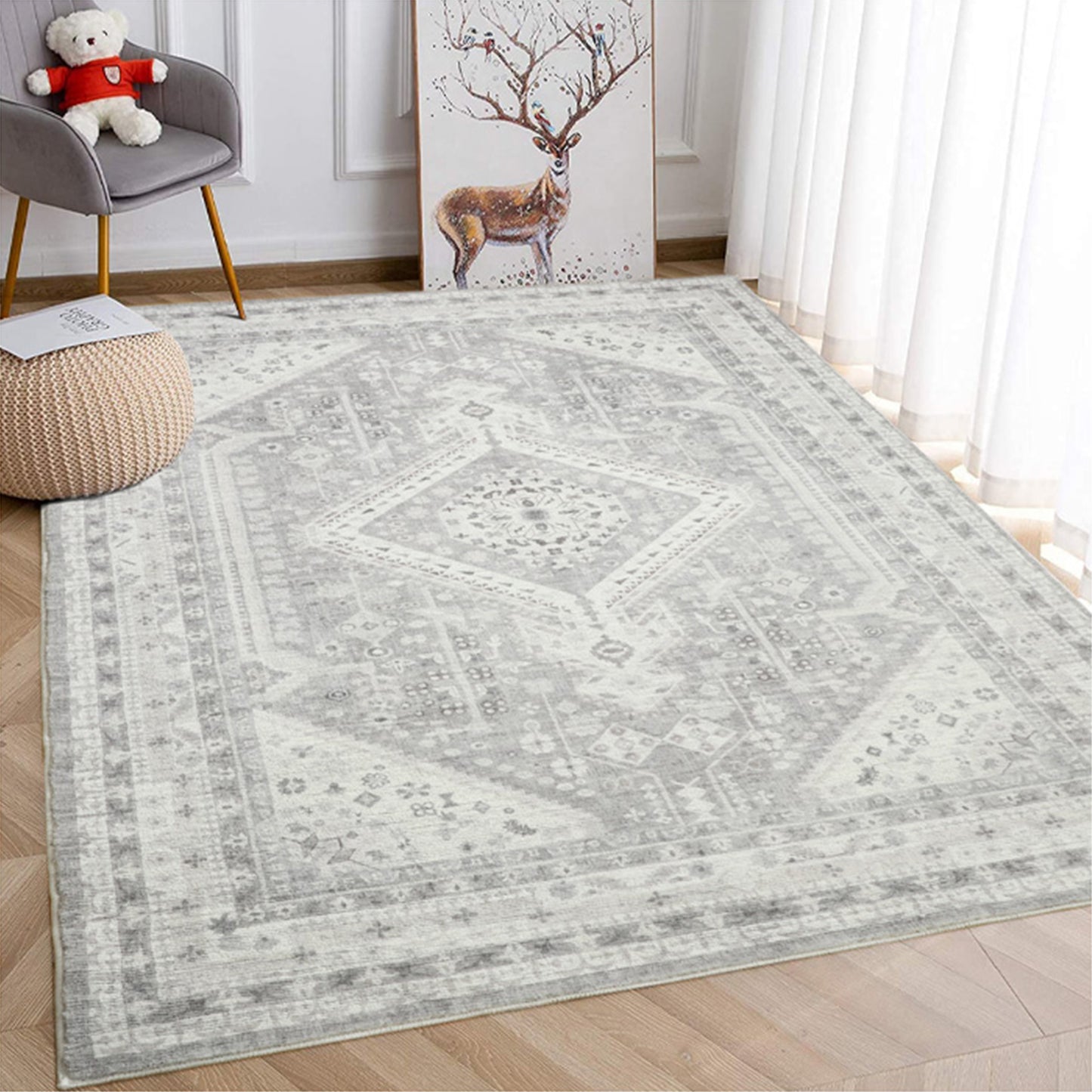 Lagos Grey Machine Washable Rug