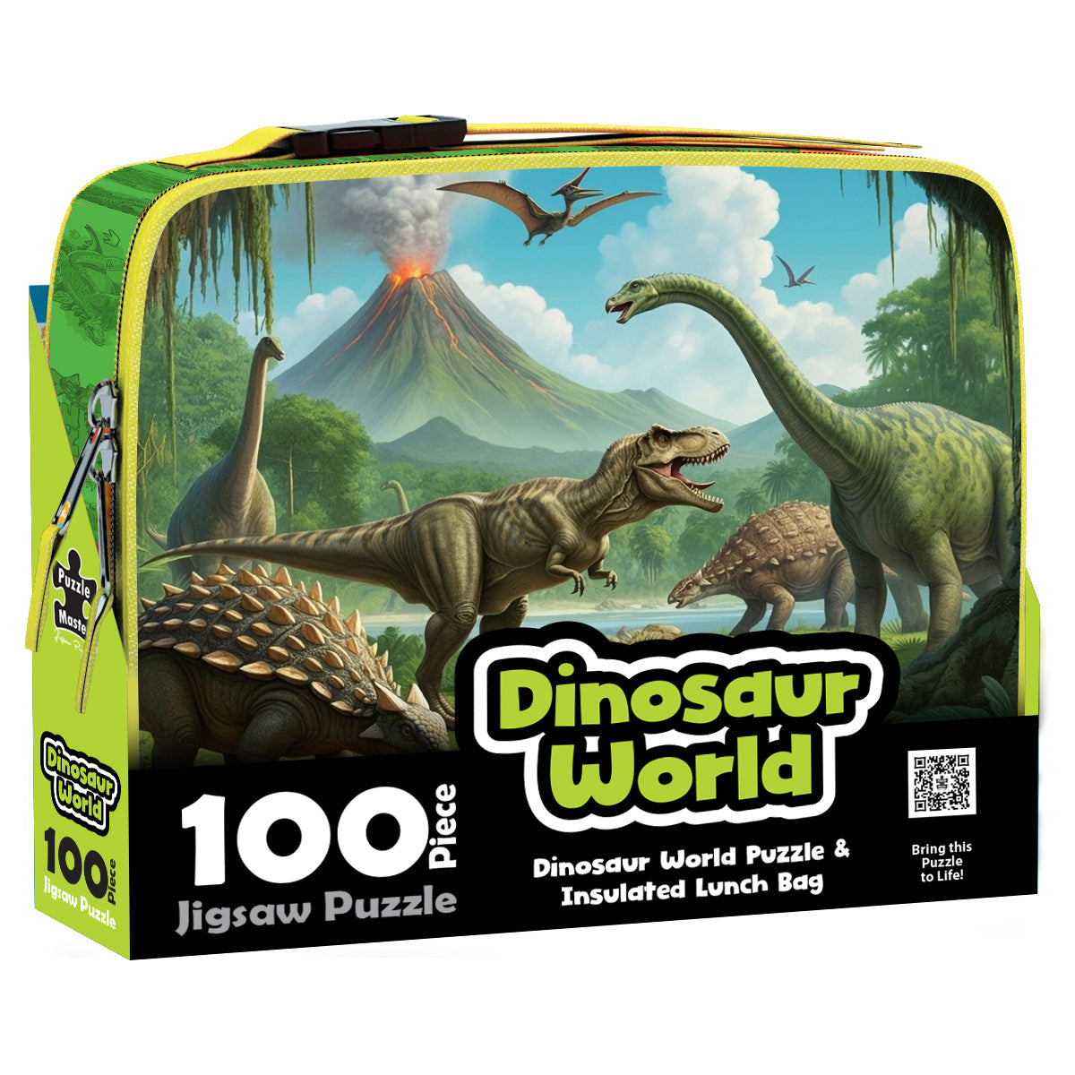 Puzzle Master Dinosaur World 100-Piece AR Jigsaw & Insulated Lunch Bag