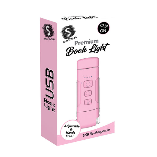 Scribbles USB Rechargeable Clip-On Book Light - Pink
