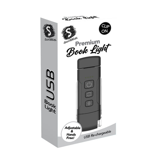 Scribbles USB Rechargeable Clip-On Book Light - Black