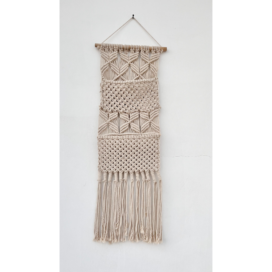 Brong Macramé Wall Hanging Book Holder with Dual Pockets