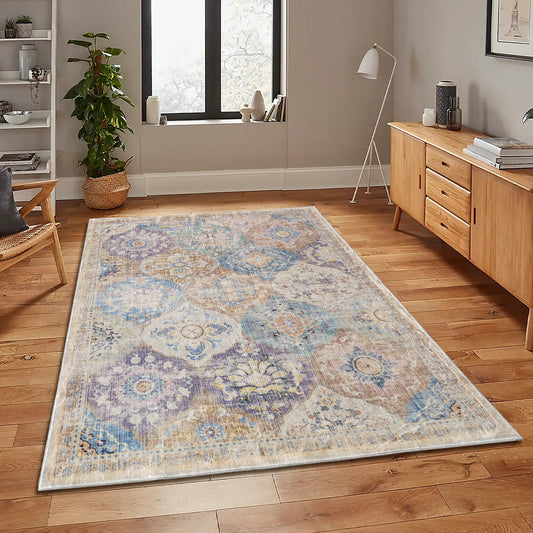 Chighu Multicolour Distressed Machine Washable Rug