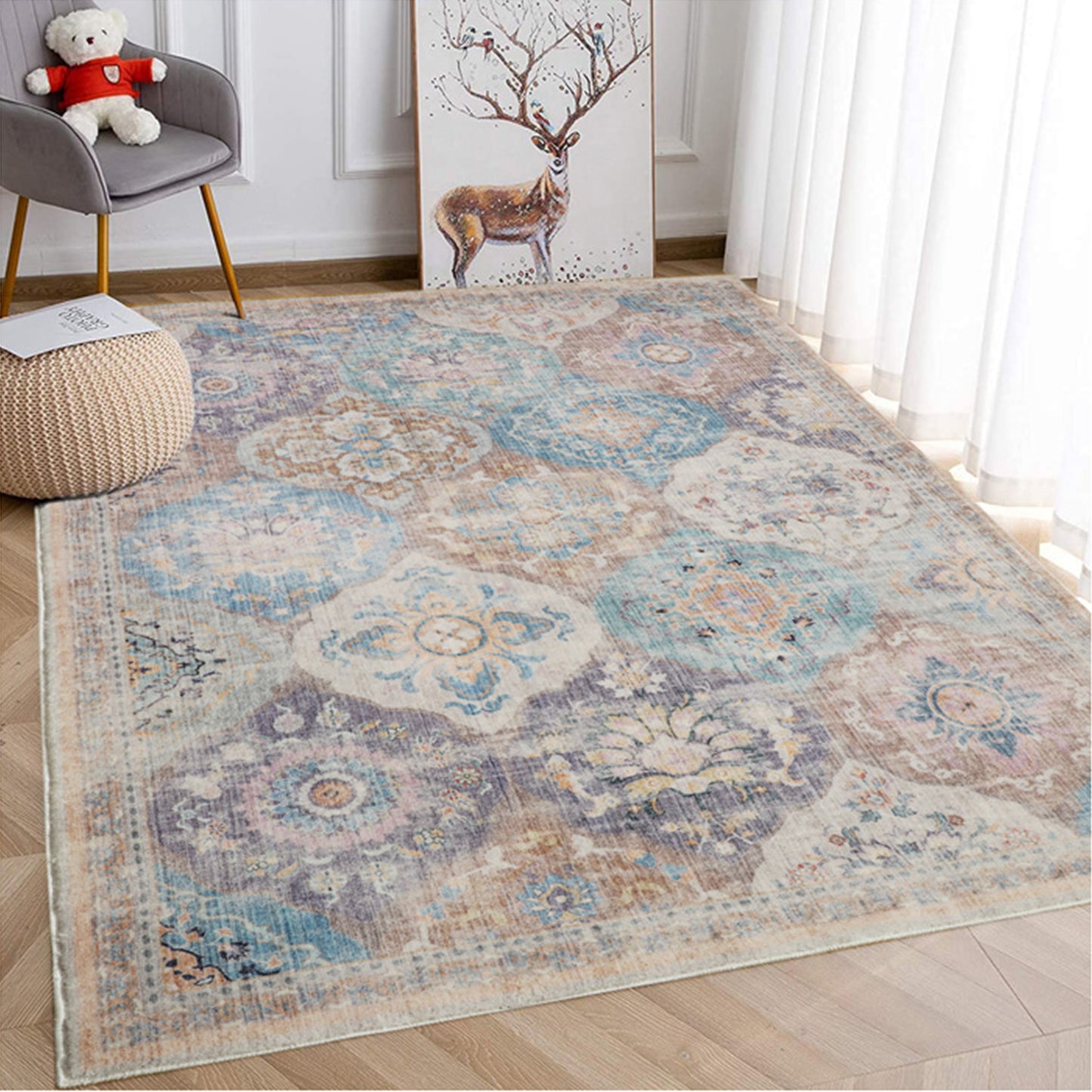Chighu Multicolour Distressed Machine Washable Rug