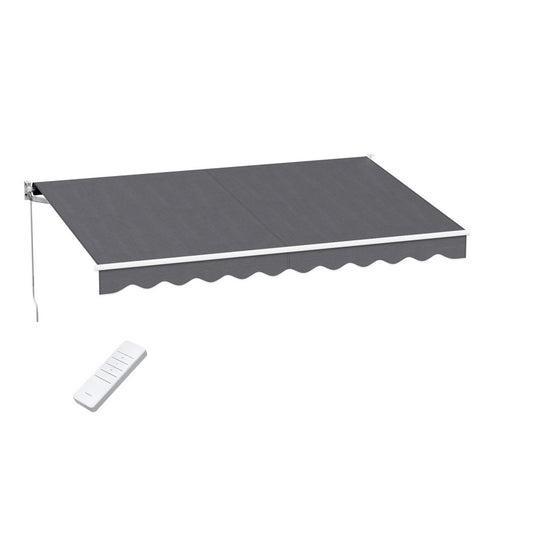 Instahut Retractable Folding Arm Awning Motorised Sunshade 3.5M X 2.5M Grey