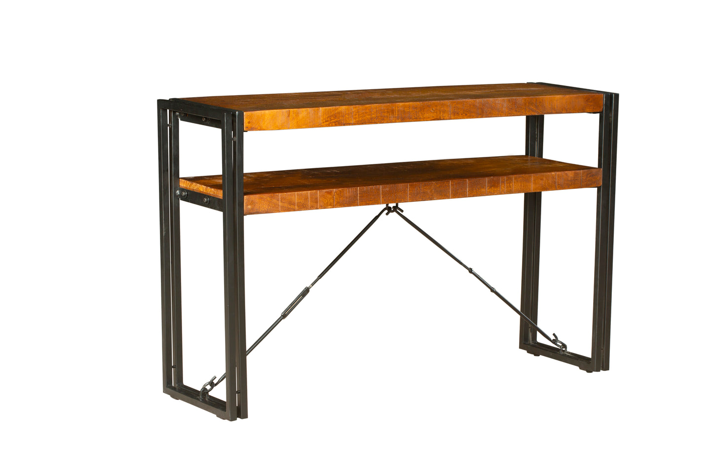 Astra 2 Shelves Mango Wood Industrial Console Table