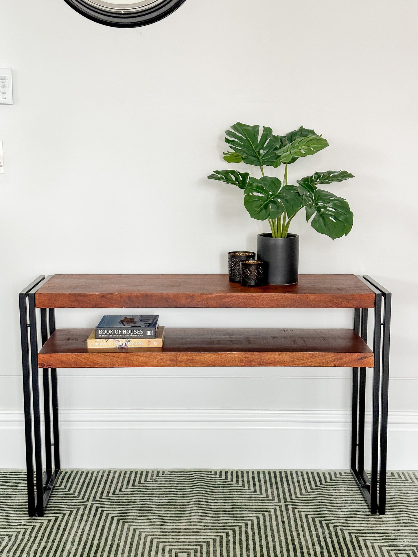 Astra 2 Shelves Mango Wood Industrial Console Table