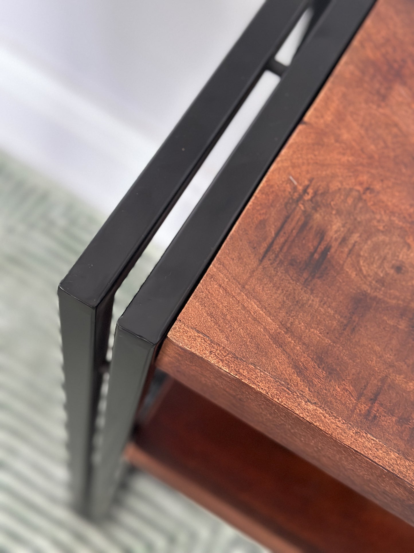 Astra 2 Shelves Mango Wood Industrial Console Table