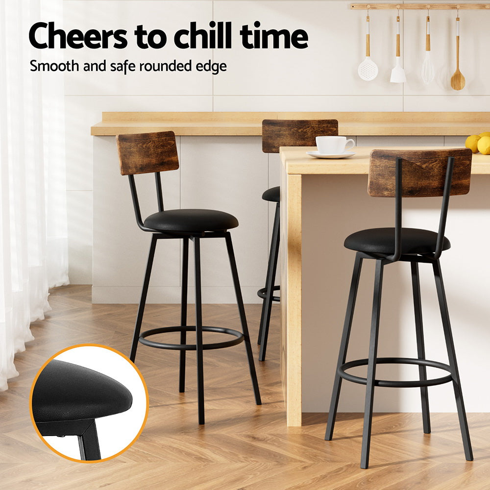 Artiss 2X Industrial Bar Stools Upholstered Counter Chairs Steel Frame Anti-Scratch
