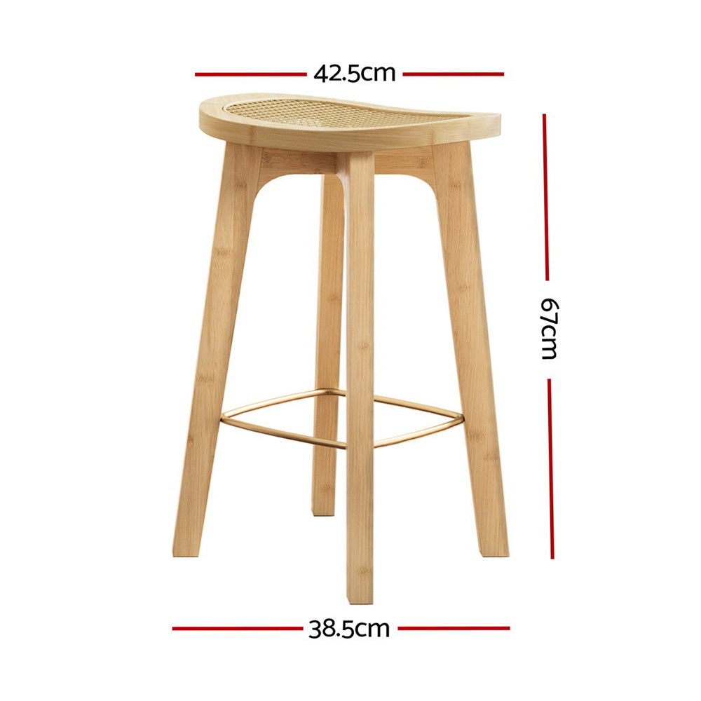 Artiss 2x Bar Stools Bamboo Rattan Stool Counter Chair Kitchen Barstools
