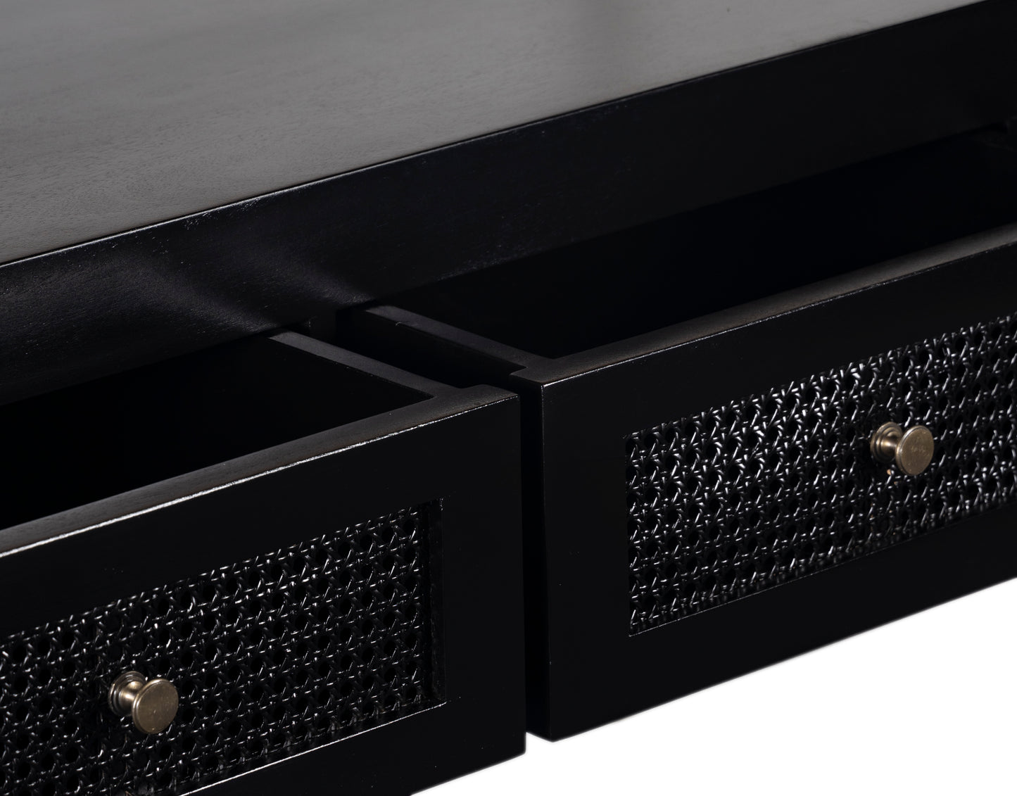 Byron Black Mango Wood & Rattan Console Table with 3 Drawers - 150cm
