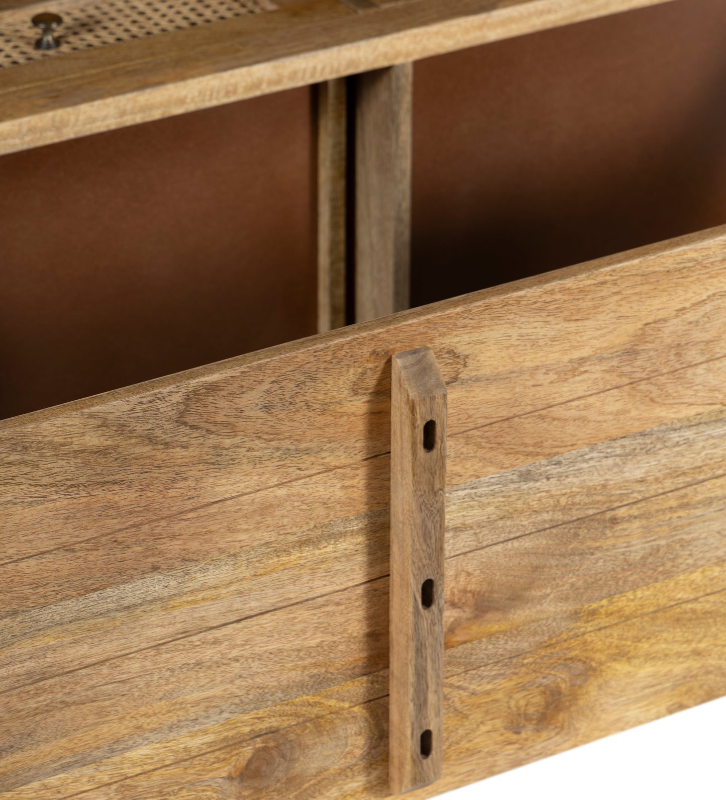 Byron Natural Mango Wood & Rattan Console Table with 3 Drawers - 150cm