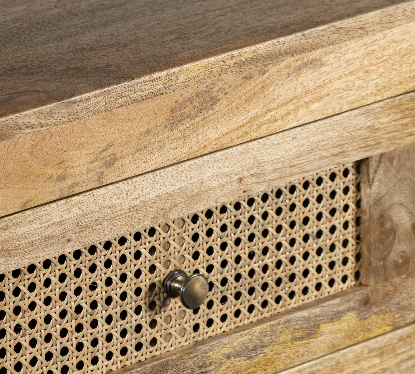Byron Natural Mango Wood & Rattan Console Table with 3 Drawers - 150cm