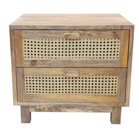 Byron 2 Drawer Rattan Side Table
