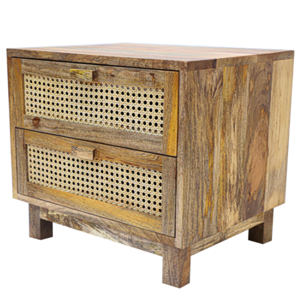 Byron 2 Drawer Rattan Side Table
