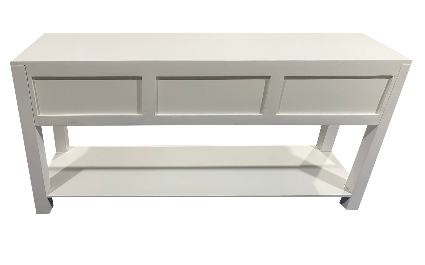 Byron White Mango Wood & Rattan Console Table with 3 Drawers - 150cm
