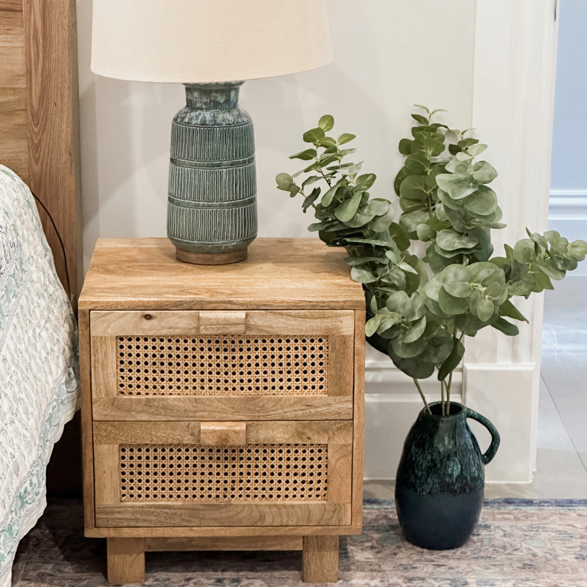 Byron 2 Drawer Rattan Side Table