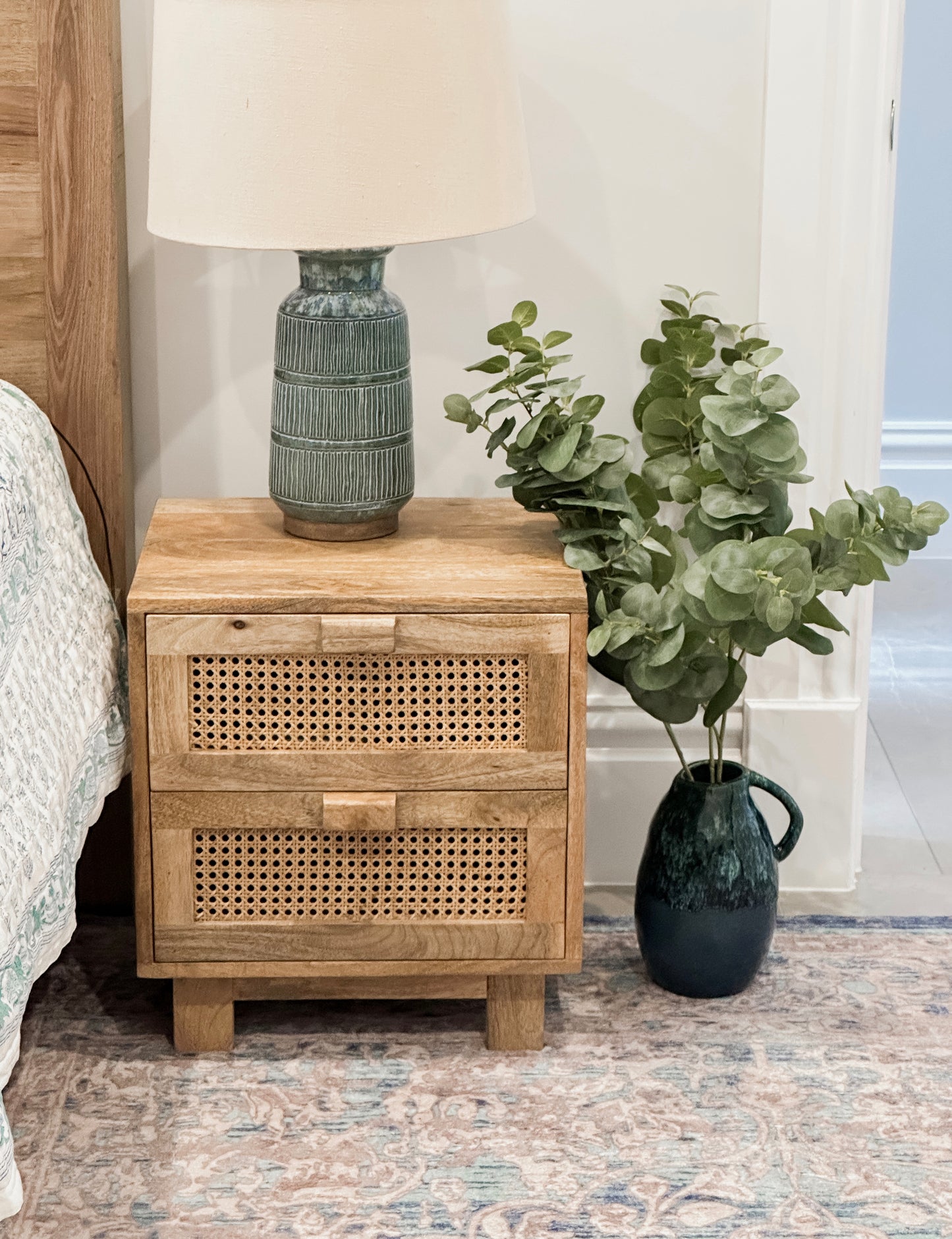 Byron 2 Drawer Rattan Side Table