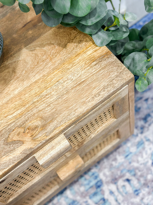 Byron 2 Drawer Rattan Side Table