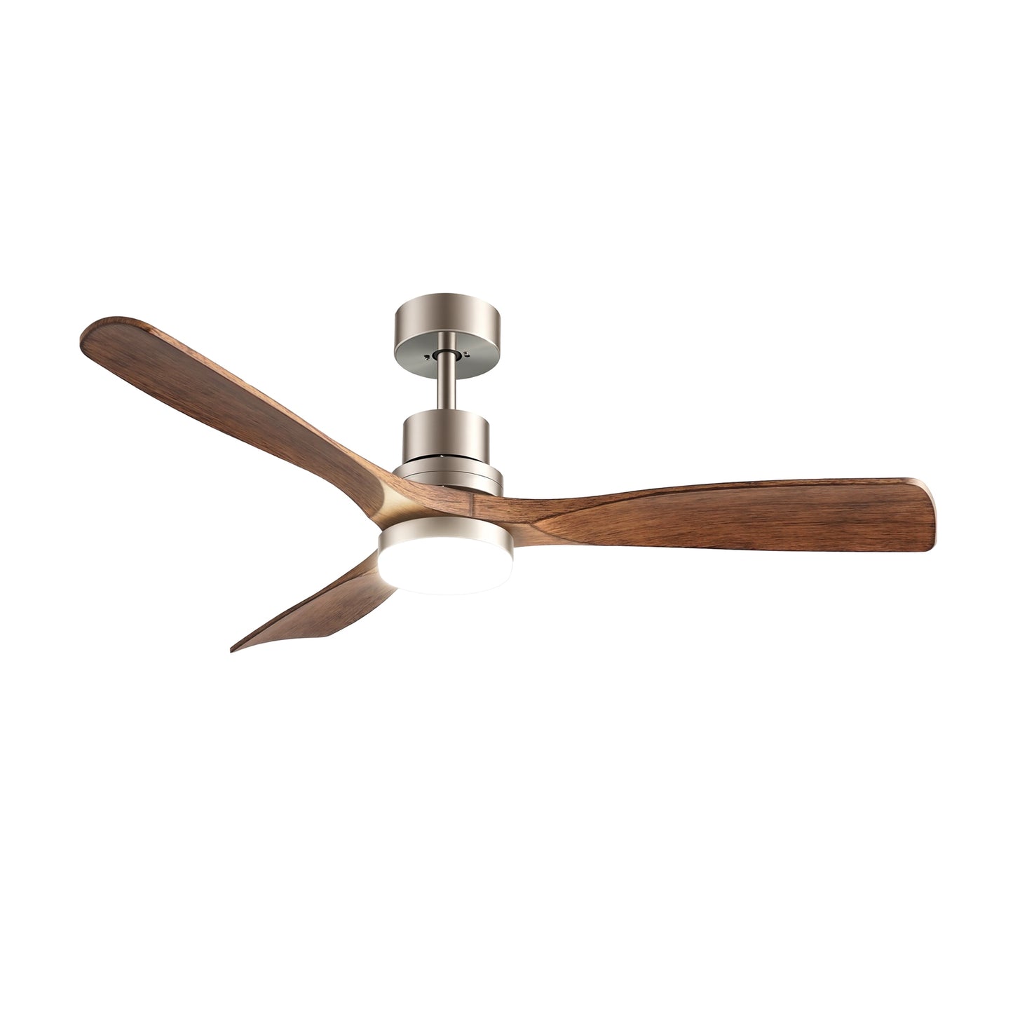 Devanti 52" Ceiling Fan with Light Remote Control DC Motor Smart App Timber Blades Brown