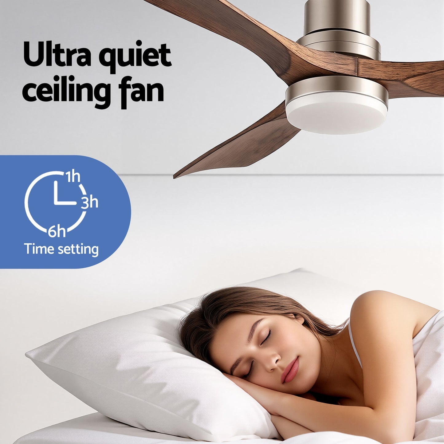 Devanti 52" Ceiling Fan with Light Remote Control DC Motor Smart App Timber Blades Brown
