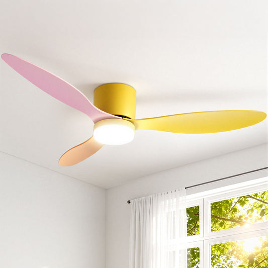 Devanti 52'' Ceiling Fan 3 Blades DC Motor w/Light w/Remote Yellow Pink Orange