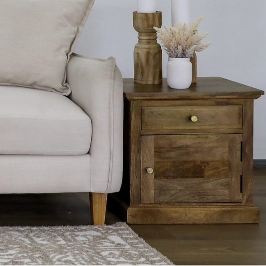 Clovelly Bedside Table - Natural Finish 1 Drawer & 1 Cabinet