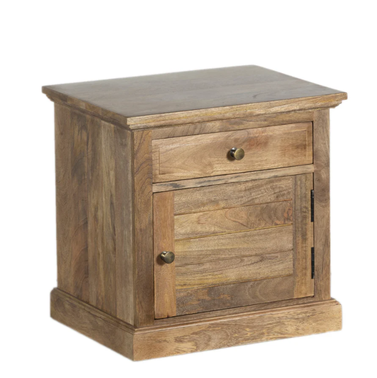 Clovelly Bedside Table - Natural Finish 1 Drawer & 1 Cabinet