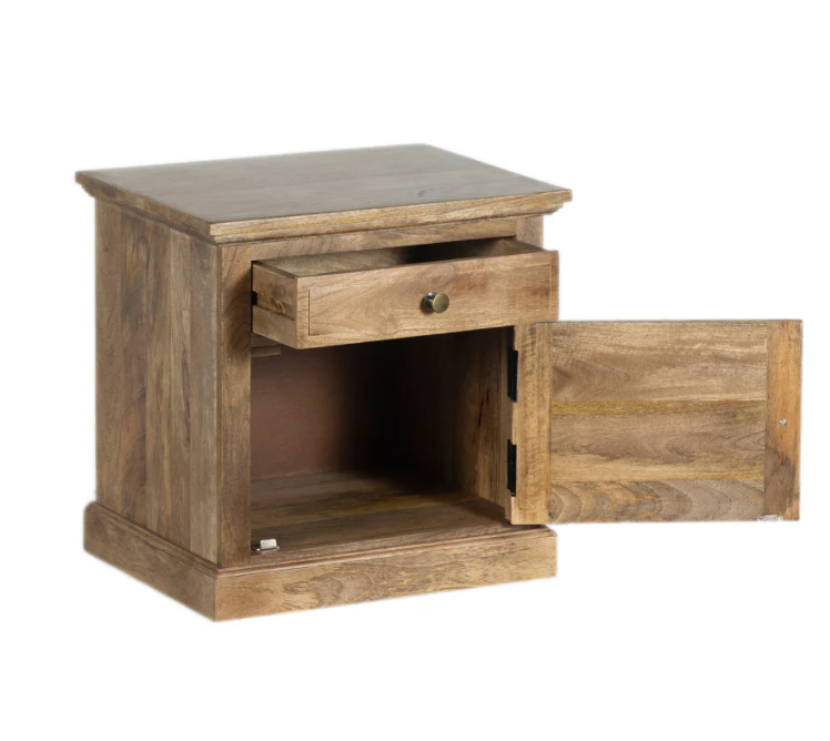 Clovelly Bedside Table - Natural Finish 1 Drawer & 1 Cabinet