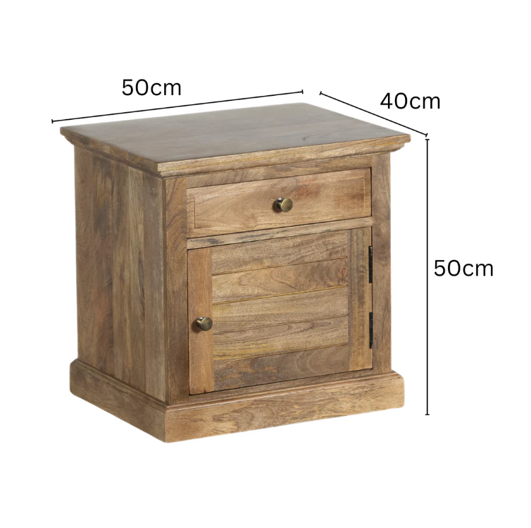 Clovelly Bedside Table - Natural Finish 1 Drawer & 1 Cabinet