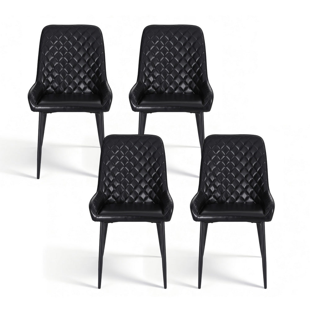 Artiss 4x Dining Chairs Retro PU Leather Kitchen Lounge Cafe Accent Chair Black