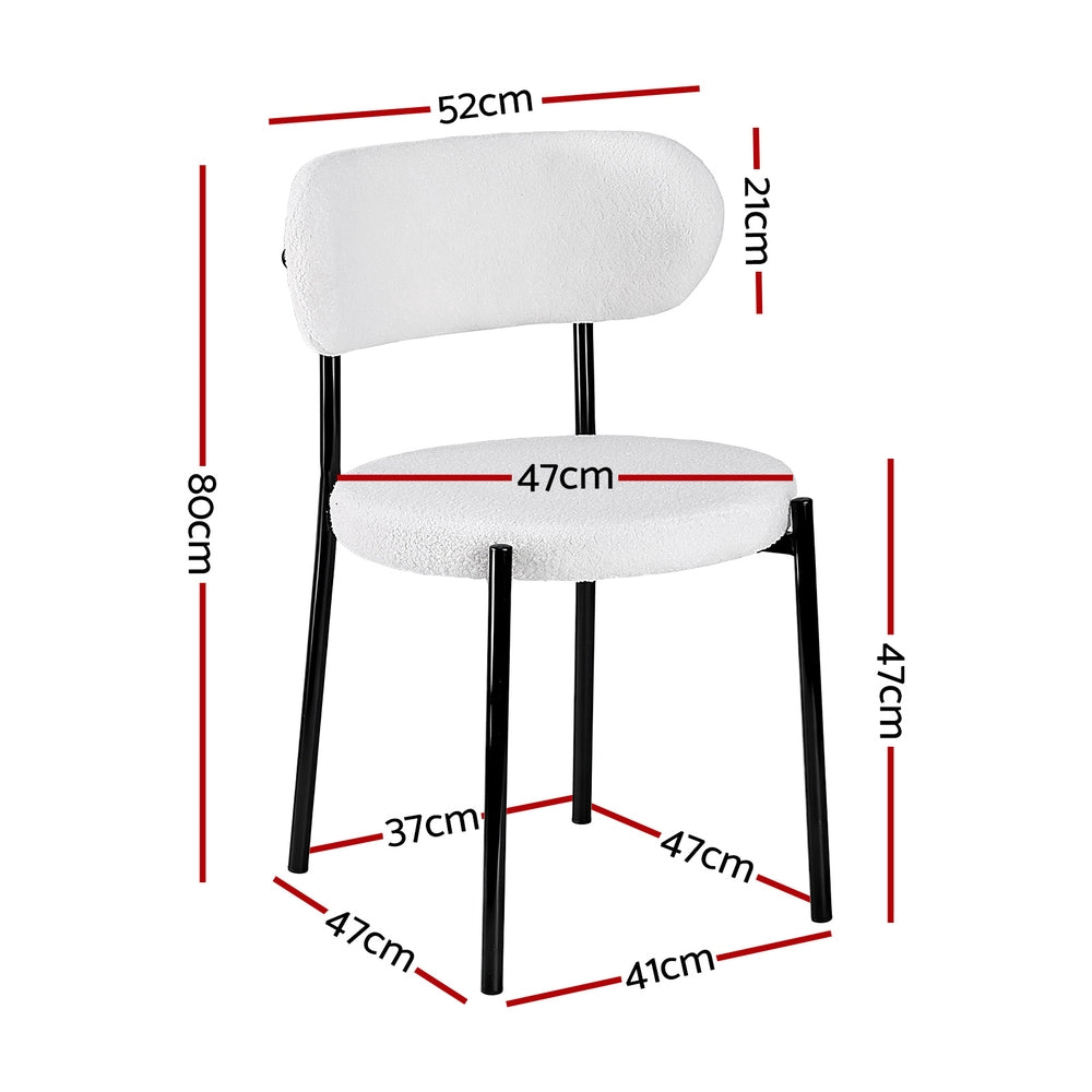 Artiss Dining Chairs Set of 4 Sherpa Boucle White