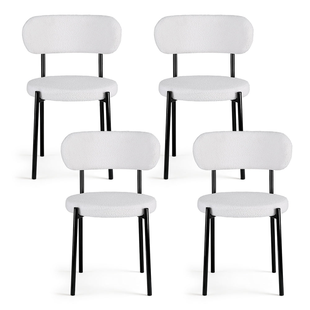 Artiss Dining Chairs Set of 4 Sherpa Boucle White
