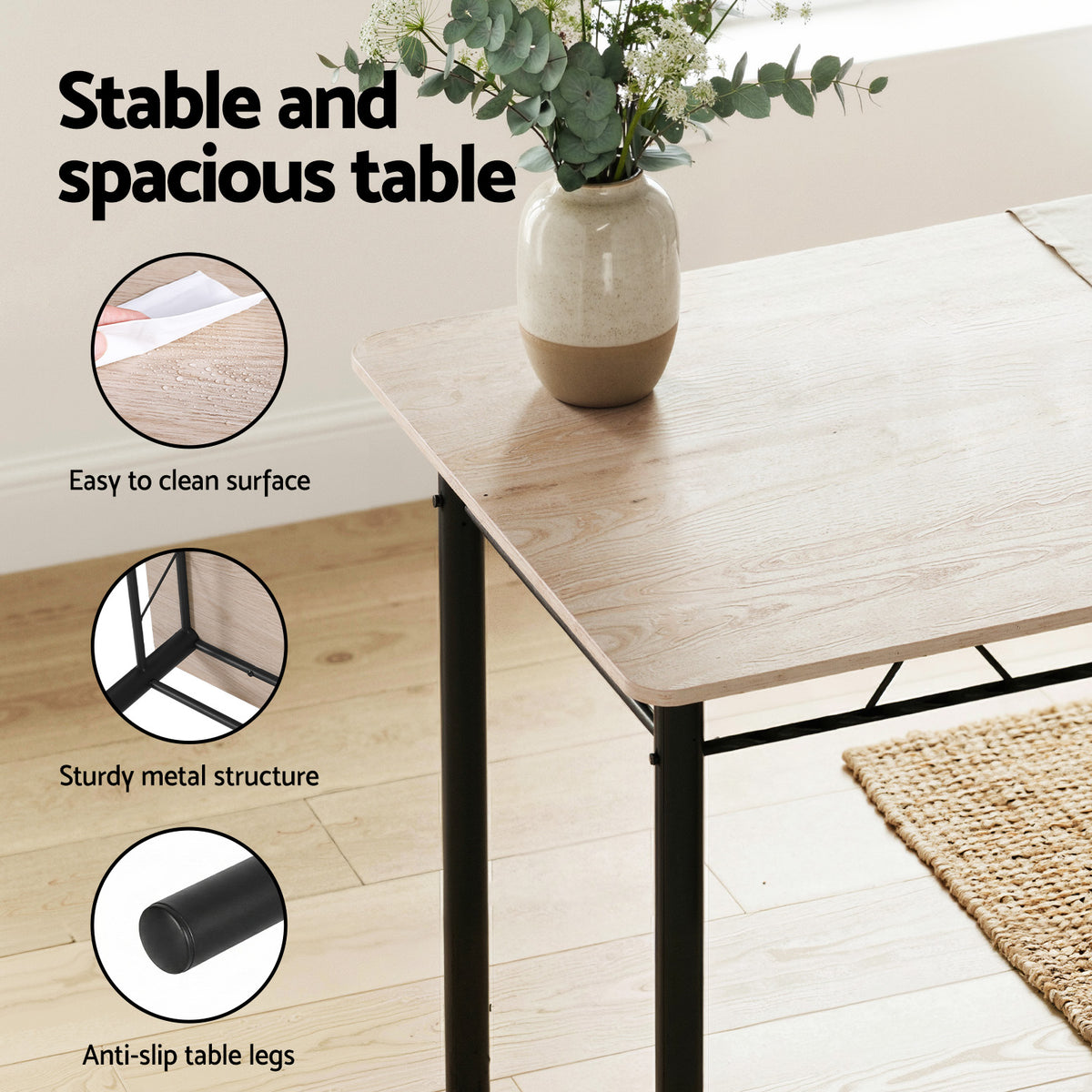 Artiss Dining Table and Chairs Set of 5 Compact Kitchen Furniture Modern Oak