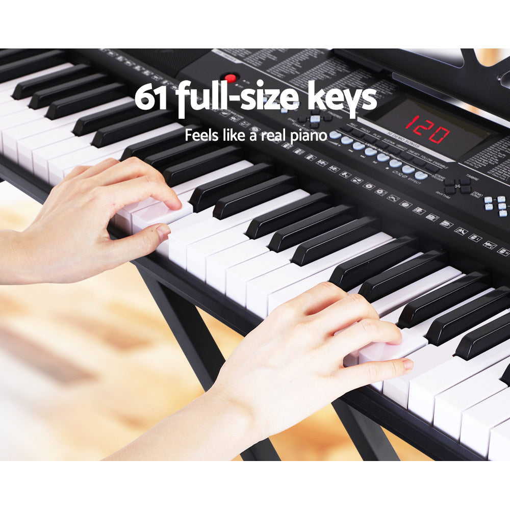 Alpha 61 Keys Electronic Piano Keyboard Digital Electric w/ Stand Sound Speaker