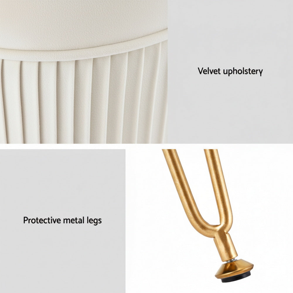 Artiss Ottoman Foot Stool Vanity Velvet Round White