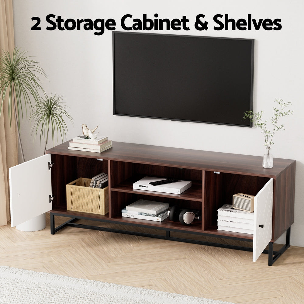Artiss TV Unit 150cm Storage Shelves Walnut White
