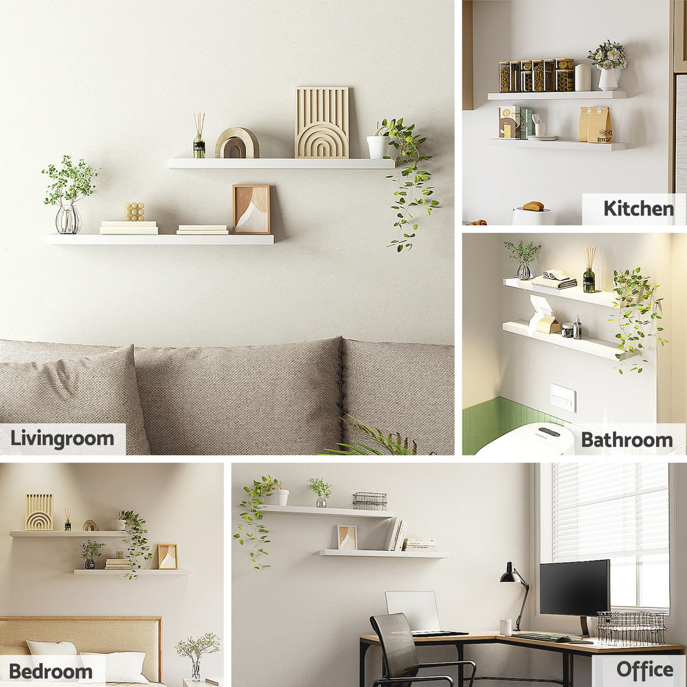 Artiss Floating Wall Shelf Set of 2 White 90CM