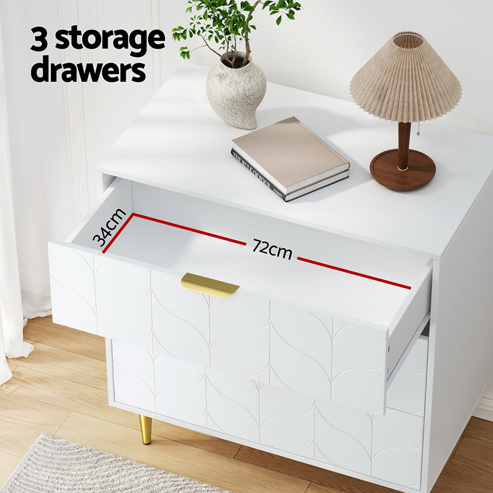 Artiss 3 Chest of Drawers Lowboy Cabinet White