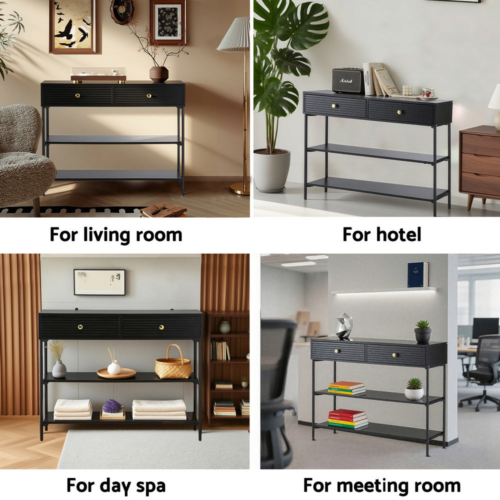 Artiss Console Table 3-Tier Black