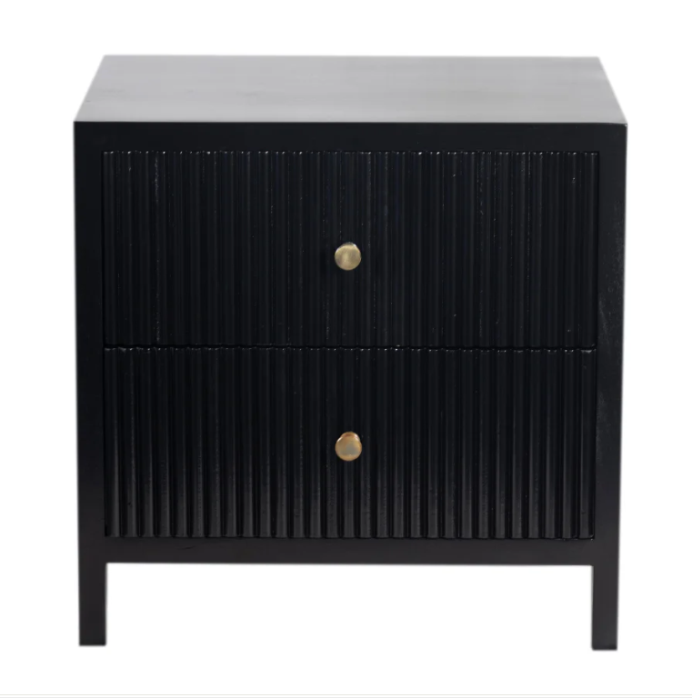 Frazer Black Bedside Table with 2 Drawers