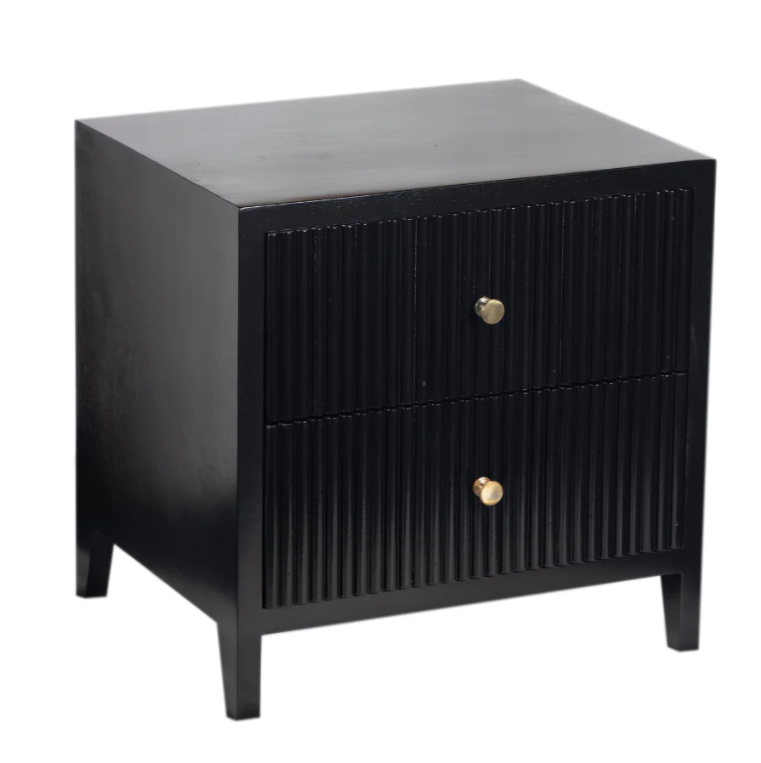 Frazer Black Bedside Table with 2 Drawers