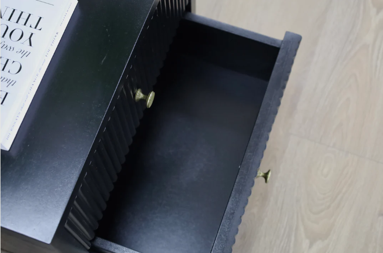 Frazer Black Bedside Table with 2 Drawers