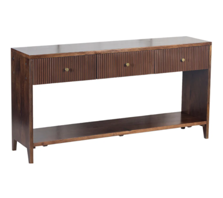 Frazer Walnut Console Table with 3 Drawers